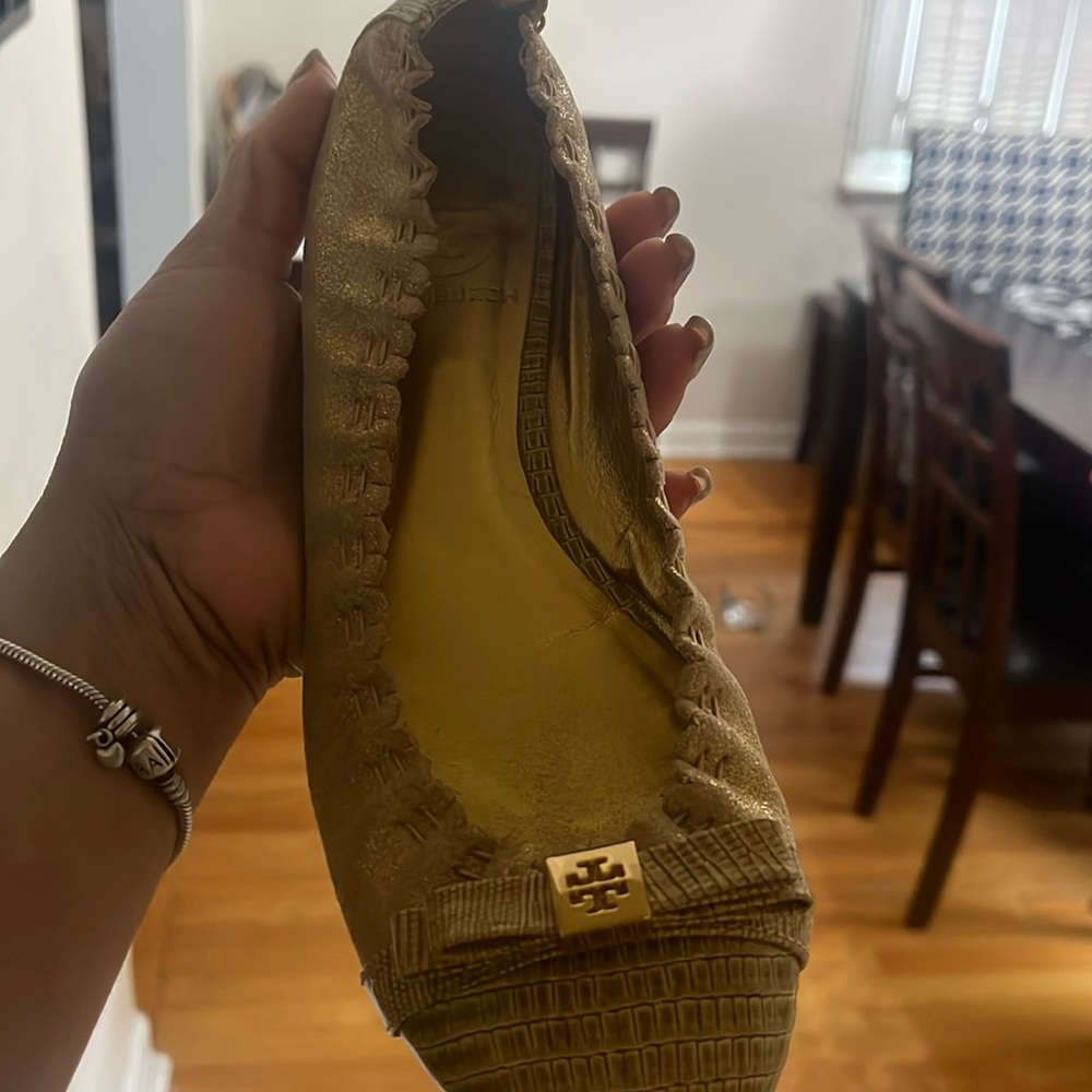 Tory Burch Gold Romy Cap Toe Mestico Leather Ballet Flat Women’s size 6